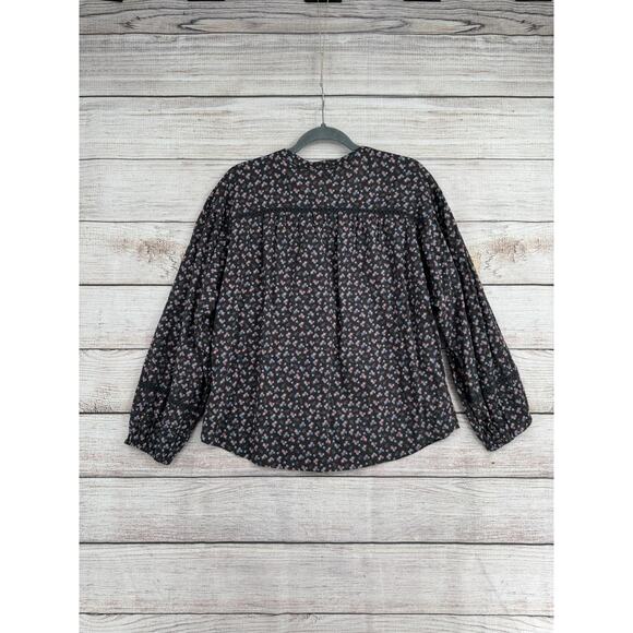 Lot of 2 Lucky Brand Floral Blouses Womens Medium Gray Pink Blue - Picture 3 of 16